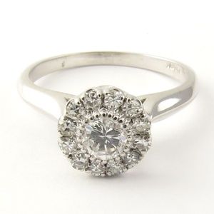 Vintage 14 Karat White Gold Diamond Engagement Ring Size 6.25 #4701